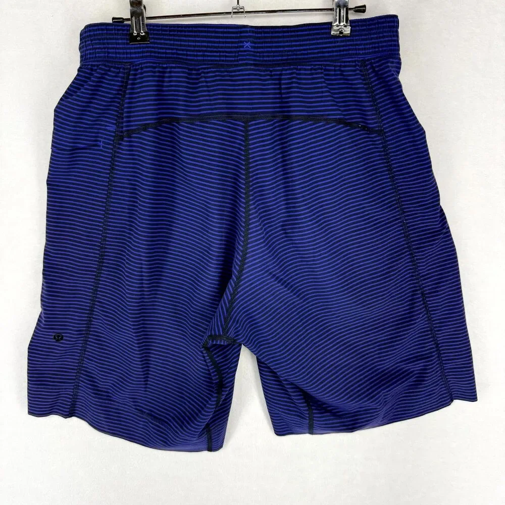 Lululemon Men's Black‎ and Blue Striped Athletic Shorts Size S